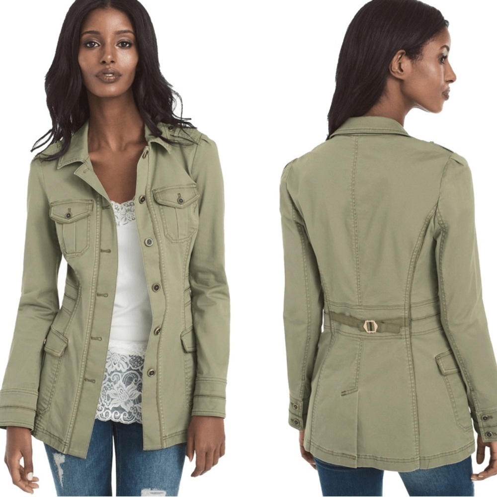 White House Black Market Military Field Jacket in Forrest NEW! - Picture 2 of 11